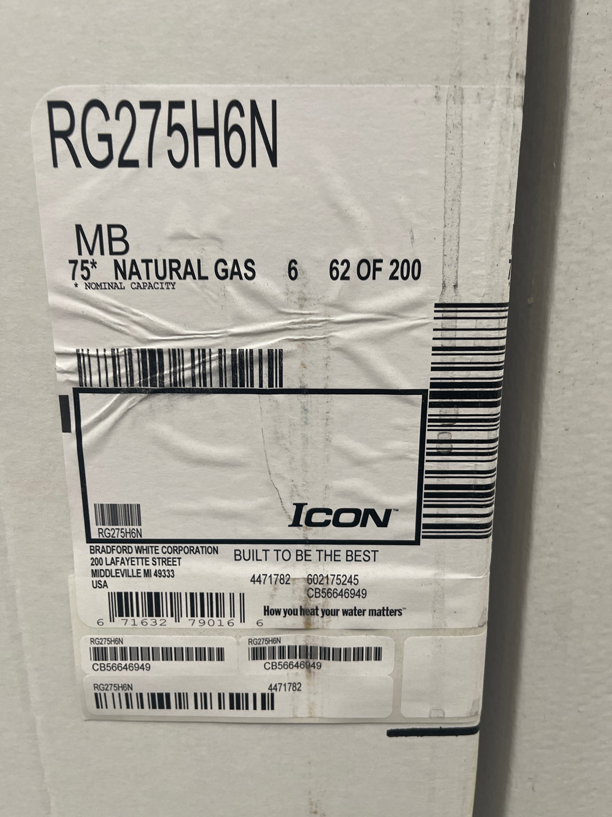 Bradford 75* Gas Water Heater