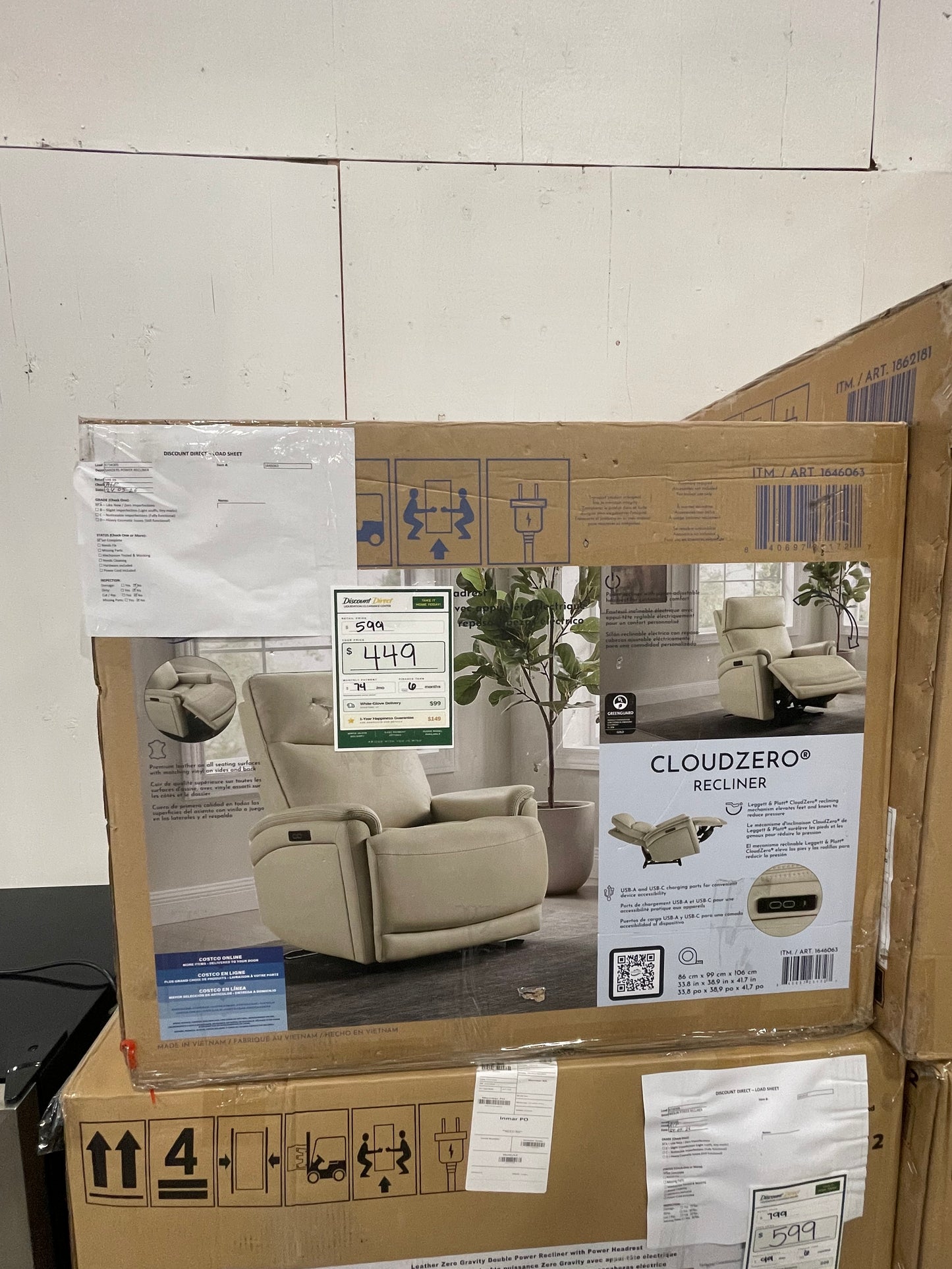 Gilman Creek Power Recliner with Cloudzero® Recline – Cream Top-Grain Leather