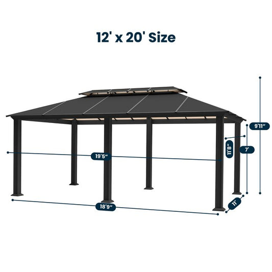Paragon Outdoor Santa Monica 12-ft x 20-ft Hardtop Roof Aluminum Gazebo
