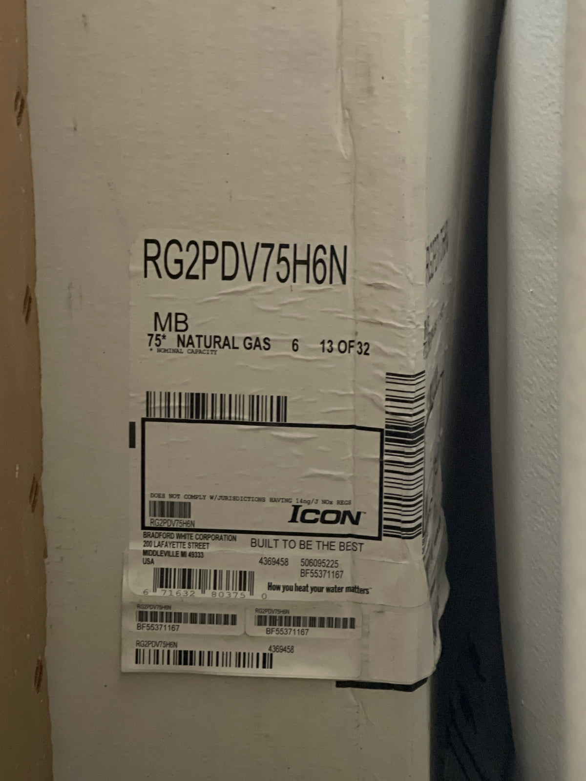 Bradford 75* Gas Water Heater