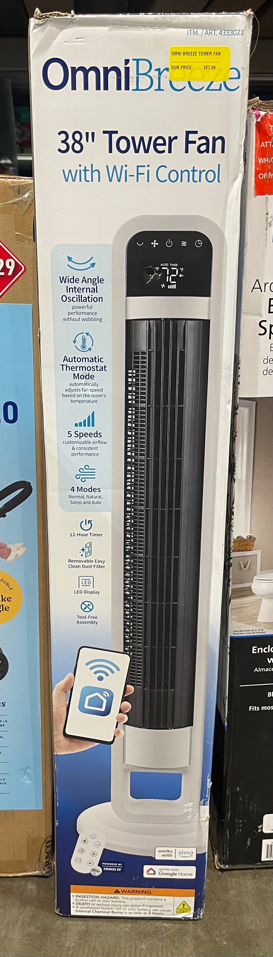 OmniBreeze 4-Speed Wi-Fi Standing Fan