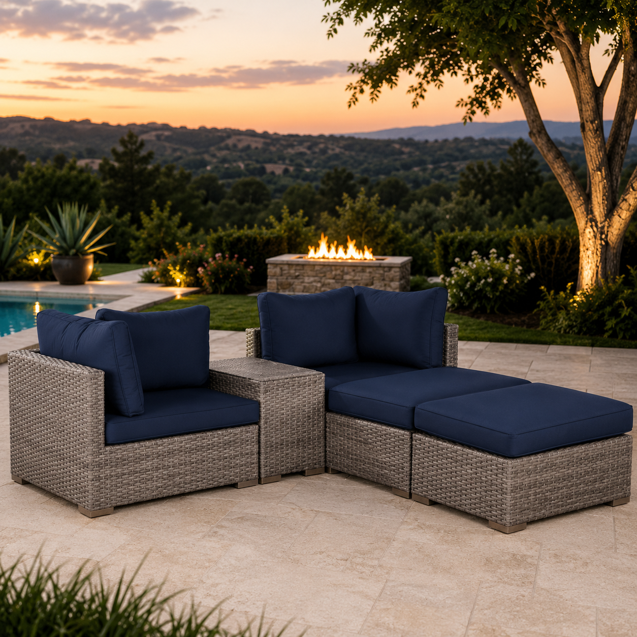 5-Piece Modular Outdoor Wicker Patio Set