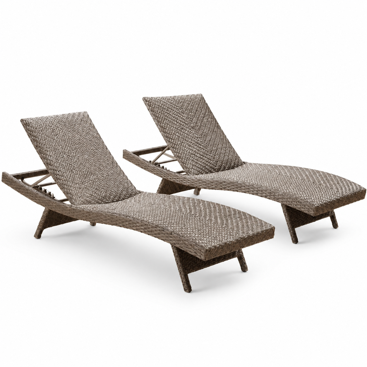 2-Pack Woven Chaise Lounge Set with Wheels