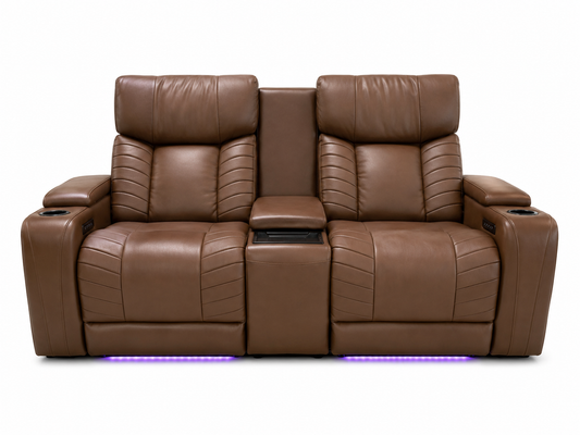 Power Reclining Loveseat with Console & LED Lighting