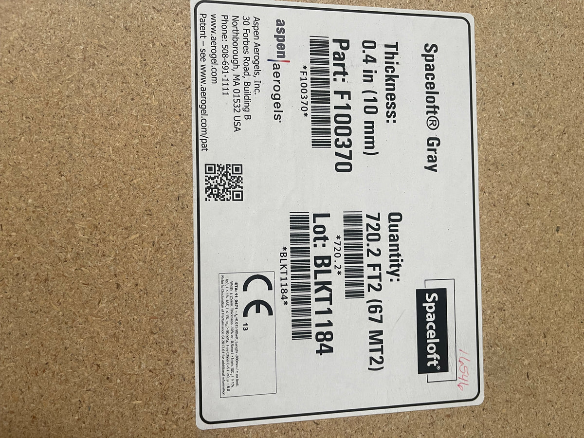 Aspen Aerogels Spaceloft® Gray Insulation – 0.4” Thick