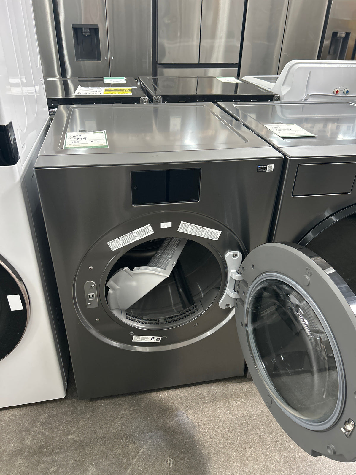 7.6 cu ft vented Front Load Stackable Bespoke AI Ultra Capacity Electric Dryer in Dark Steel w/AI OptiDry+