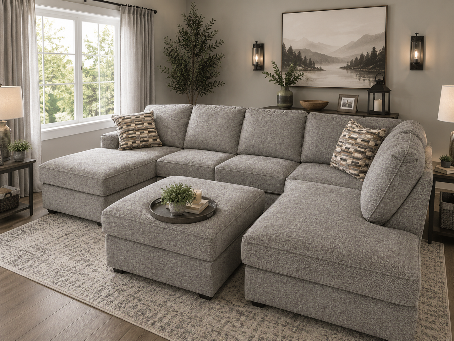 Contemporary Sectional with Ottoman