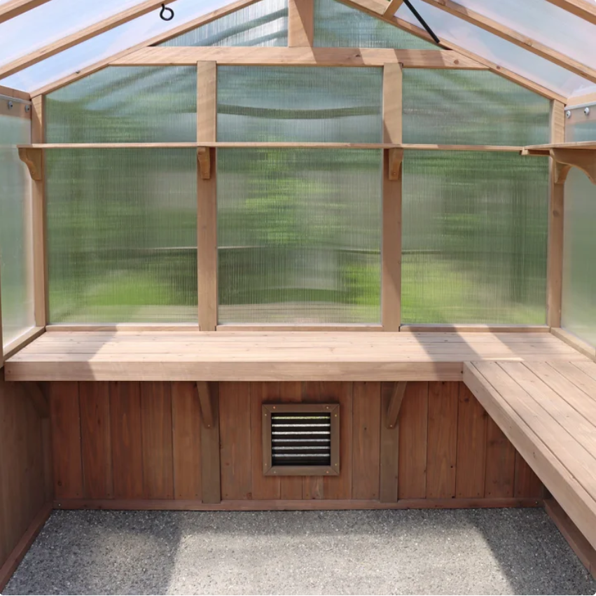 Yardistry Wooden Greenhouse with Automatic Roof Vent – 8' x 9.7'