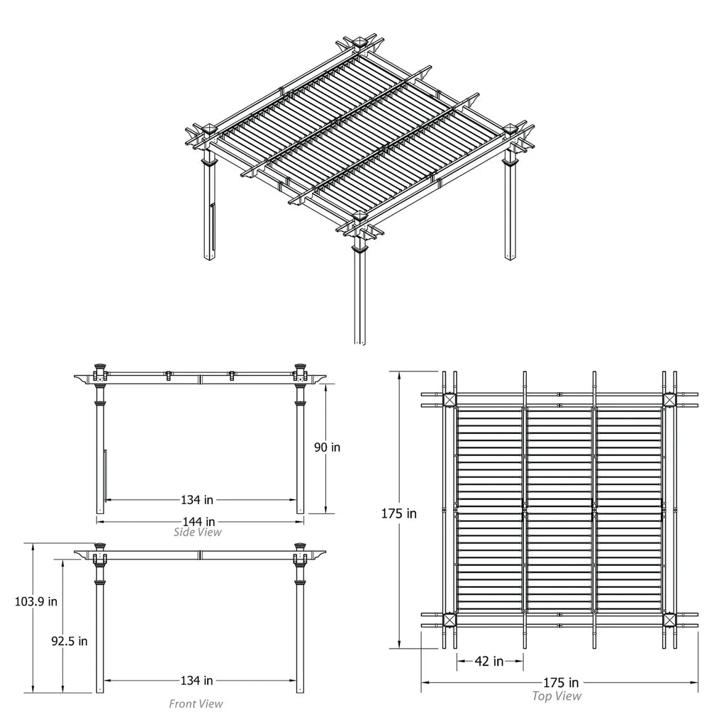12' x 12' Vinyl Louvered Pergola