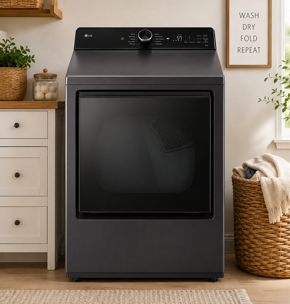 LG 7.3 Cu. Ft. Smart Rear Control Electric Dryer with Built-In Intelligence