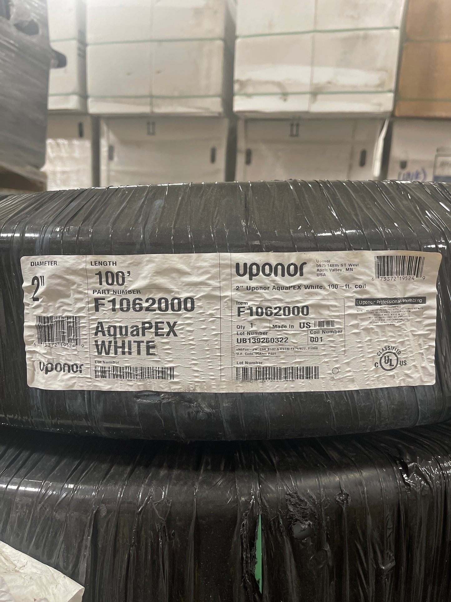 Uponor 2” AquaPEX White, 100ft coil