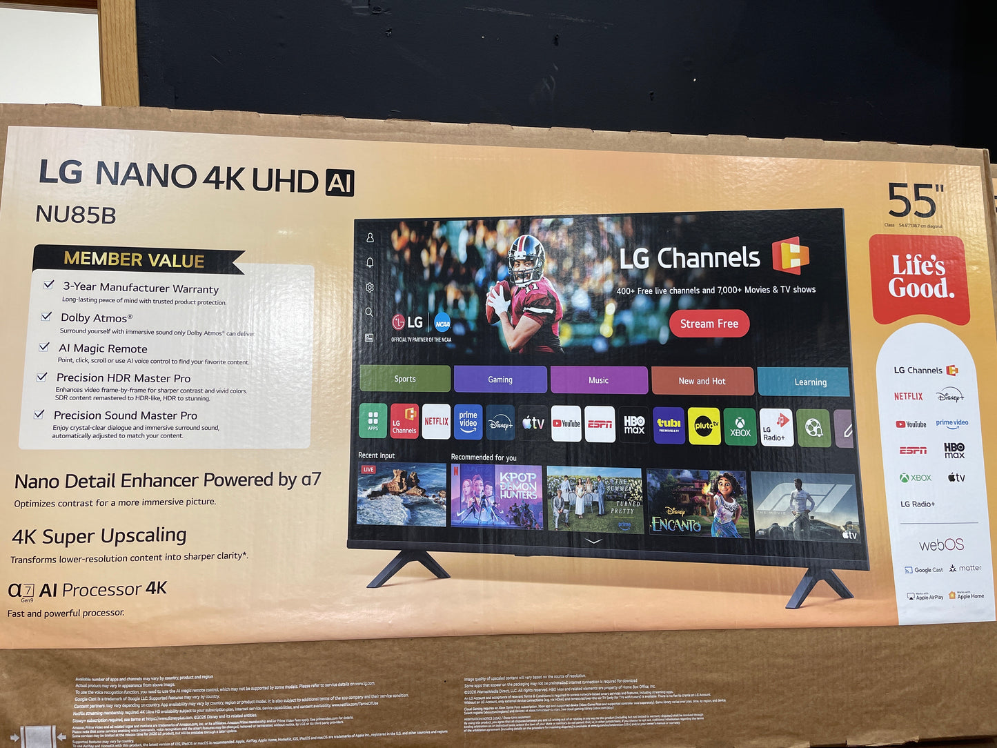 LG Nano 4K UHD AI. 55” TV