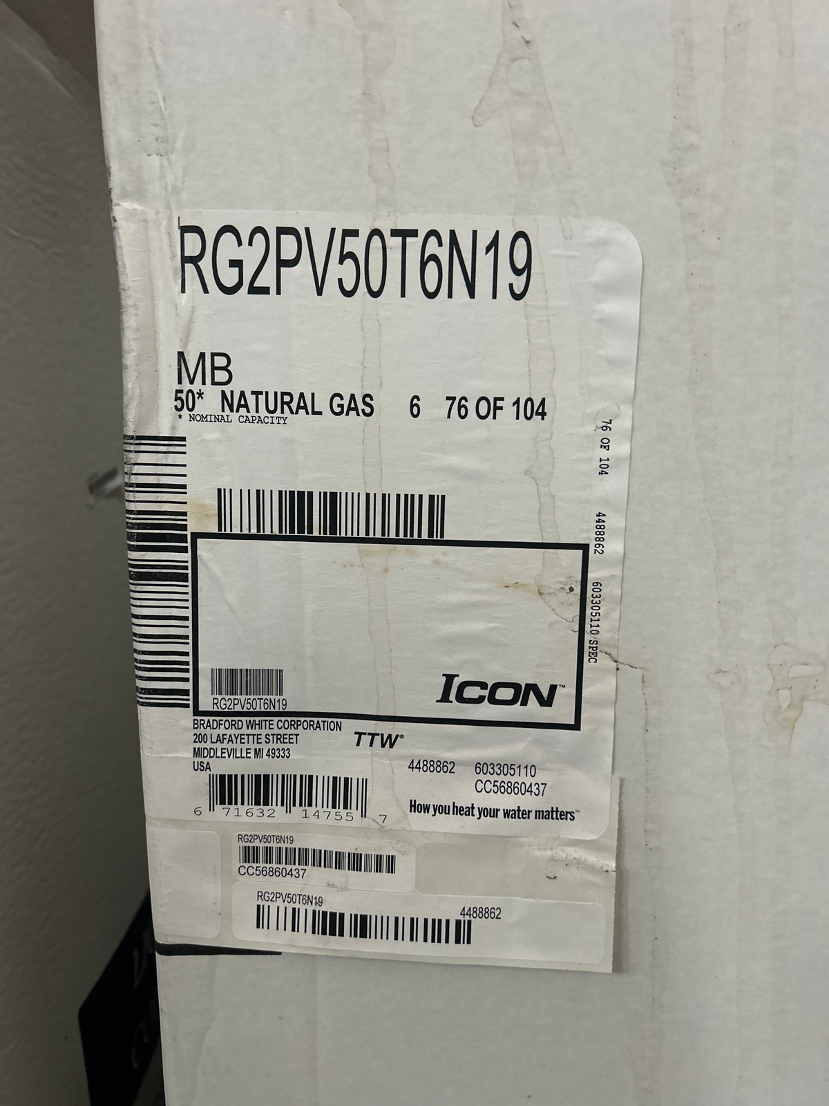 Bradford 50* Gallon Gas Water Heater
