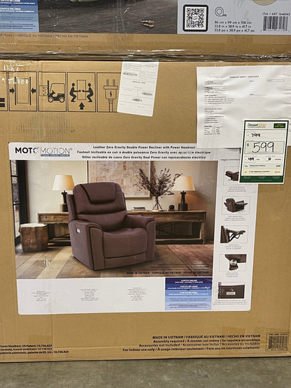 Moto Motion Zero Gravity Power Recliner – Brown Top-Grain Leather