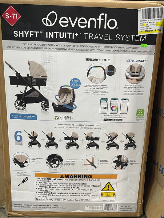 Evenflo Shyft Intuiti+ Travel System – Champagne