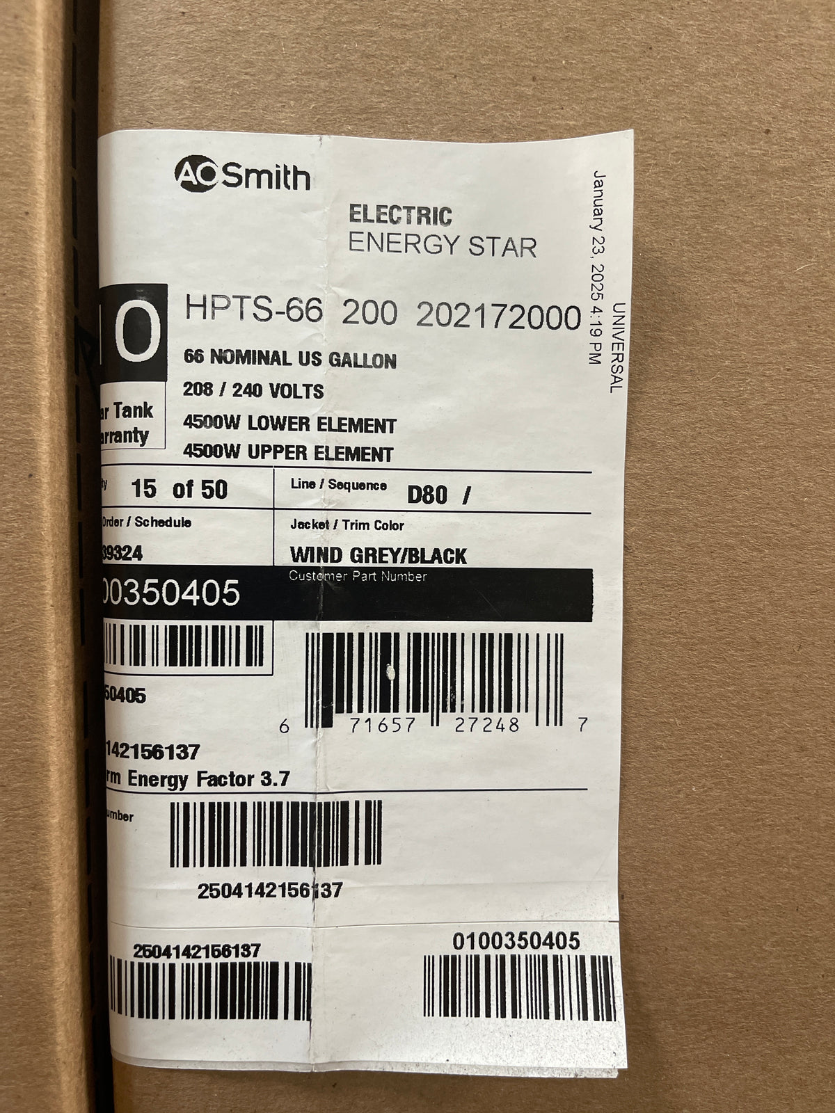 AO Smith 66* Electric Water Tank