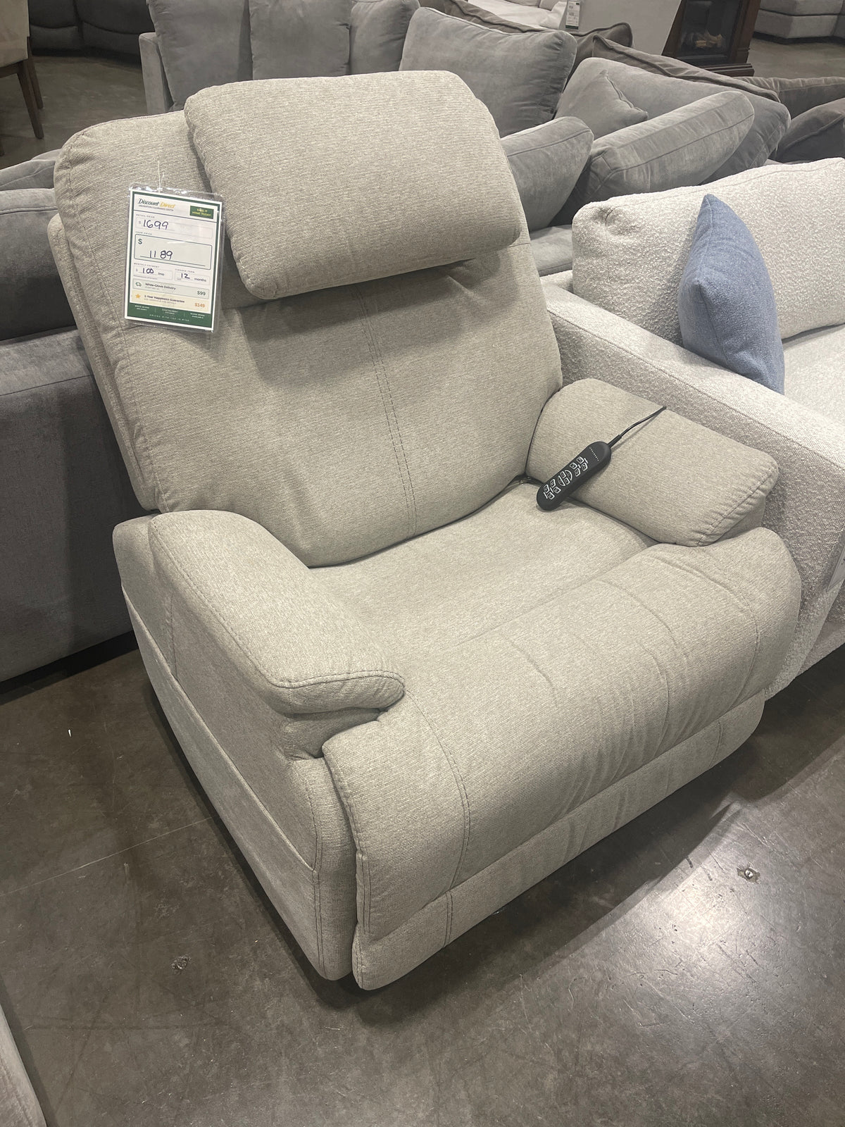 Flexsteel Model 1 Power Lift Sleep Chair – Light Gray