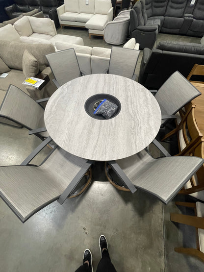 Agio 7-Piece Fire Dining Set with Swivel Rockers