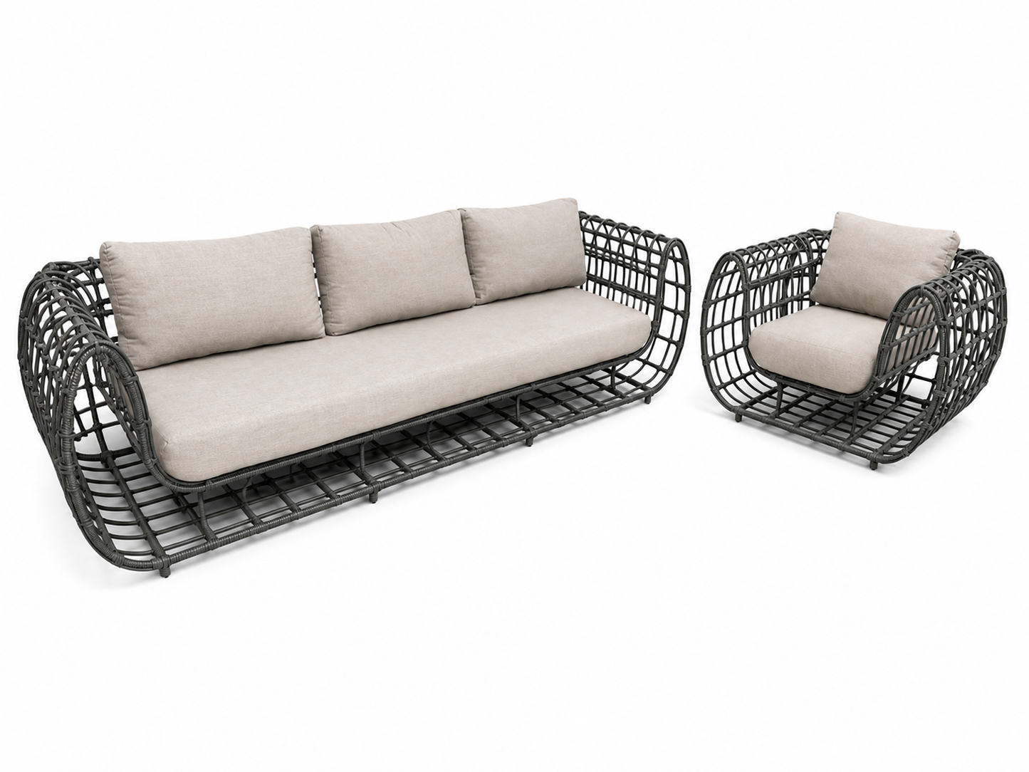 Designer Outdoor Wicker Sofa &amp; Lounge Chair Set