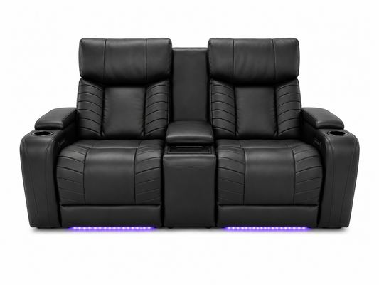 Power Reclining Loveseat with Console & LED Lighting