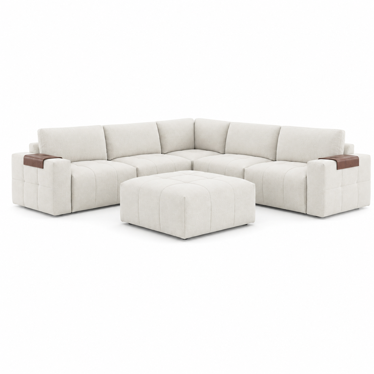 Cream 6-Piece Modular Sectional with Ottoman