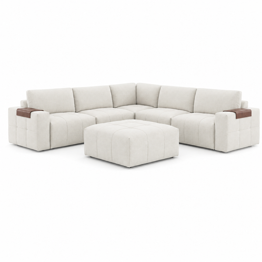Cream 6-Piece Modular Sectional with Ottoman