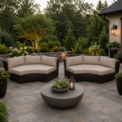 Barbados Curved Armless Outdoor Sofa Set – All-Weather Wicker