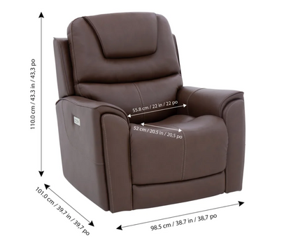 Moto Motion Zero Gravity Power Recliner – Brown Top-Grain Leather