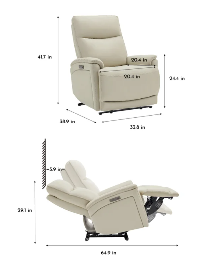 Gilman Creek Power Recliner with Cloudzero® Recline – Cream Top-Grain Leather