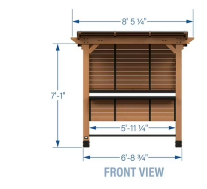 Outdoor Cedar Entertainment Bar Gazebo with Steel Roof & PowerPort®