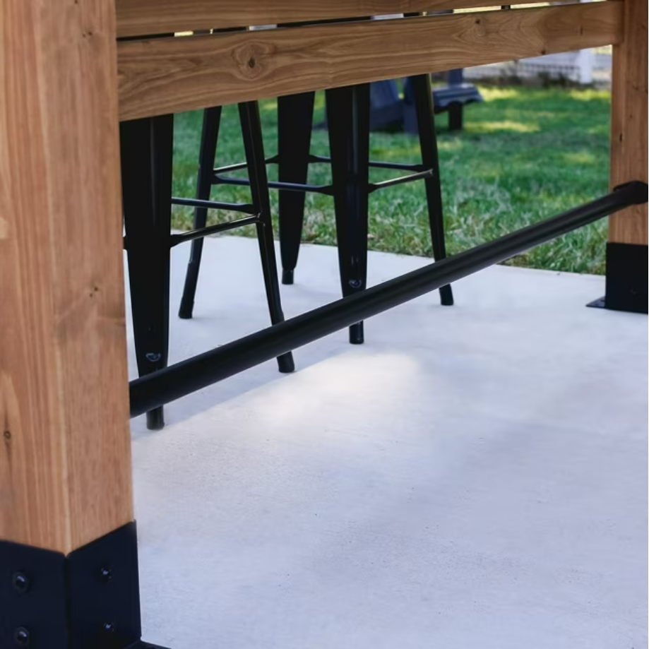 Outdoor Cedar Entertainment Bar Gazebo with Steel Roof & PowerPort®