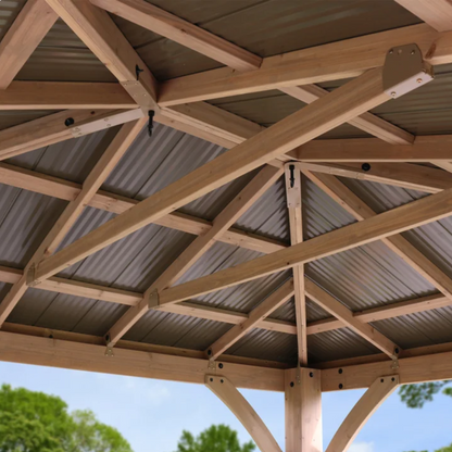 Yardistry 12' x 10' Wood Gazebo with Aluminum Hardtop Roof