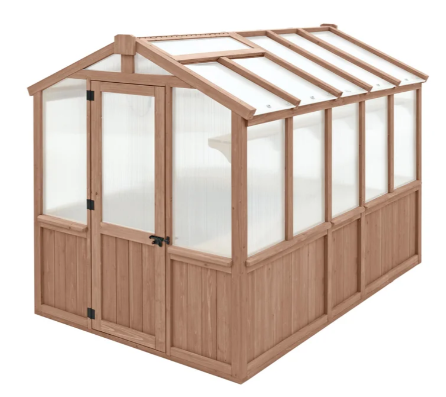 Yardistry Wooden Greenhouse with Automatic Roof Vent – 8' x 9.7'