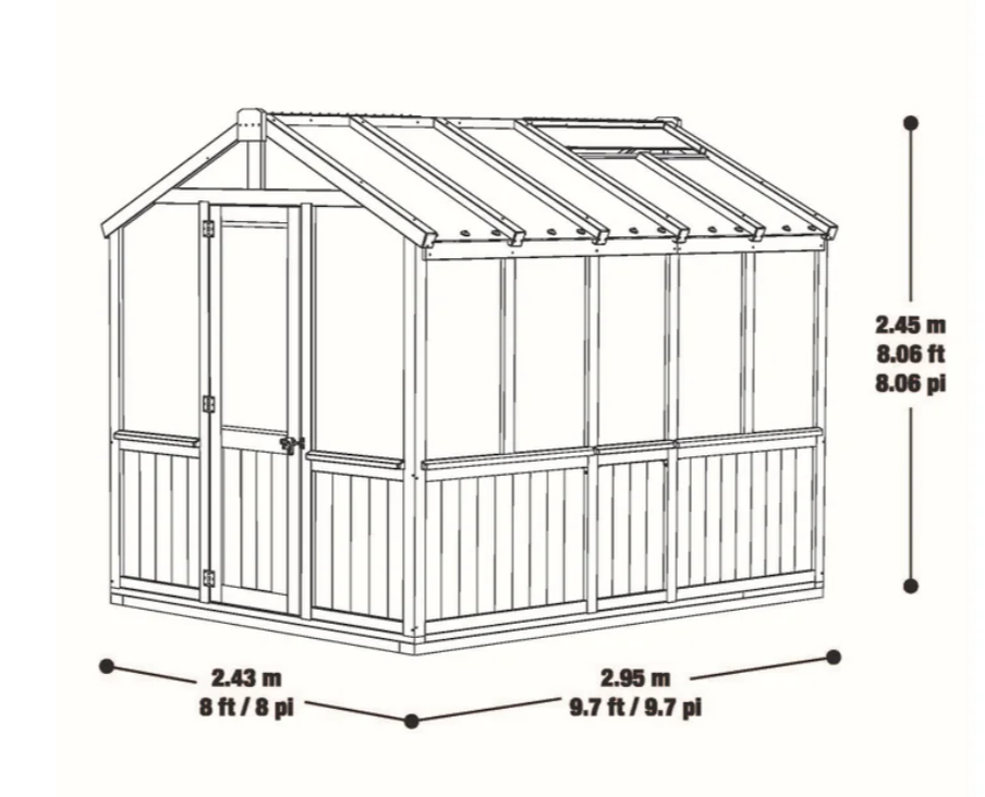Yardistry Wooden Greenhouse with Automatic Roof Vent – 8' x 9.7'