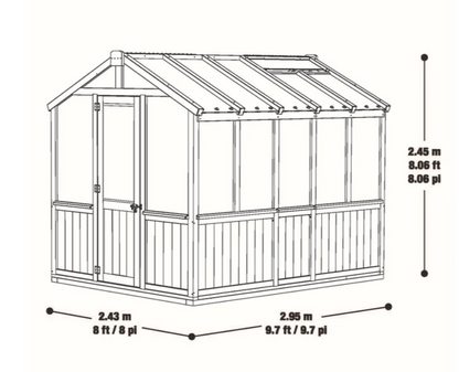 Yardistry Wooden Greenhouse with Automatic Roof Vent – 8' x 9.7'