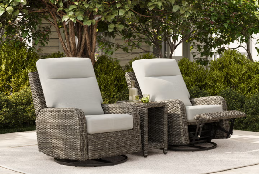 Bay 3-piece Outdoor Patio Glider Recliner Set