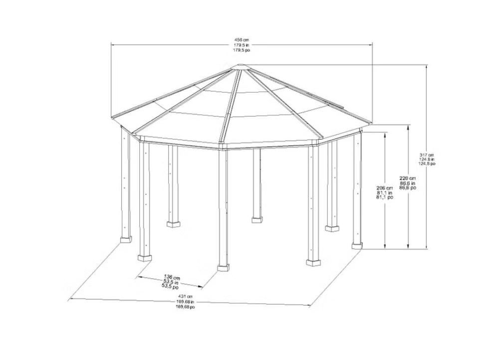 Sunjoy Daybreak Octagon Hardtop Gazebo – 14.9' x 14.9'