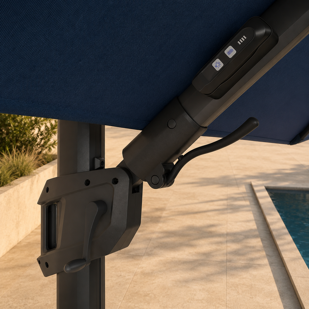 10 ft. Square Cantilever Umbrella with Solar LED Lighting