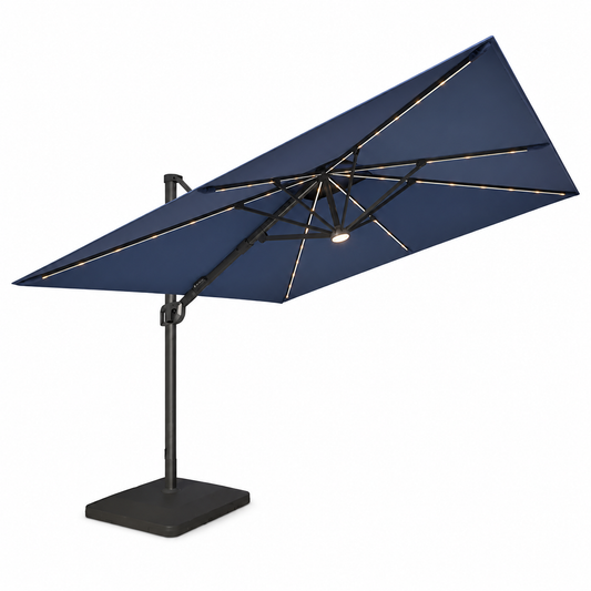 10 ft. Square Cantilever Umbrella with Solar LED Lighting