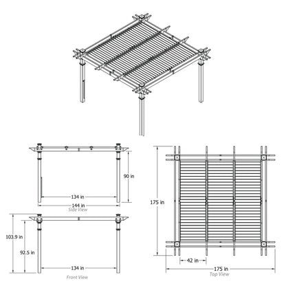 12' x 12' Vinyl Louvered Pergola