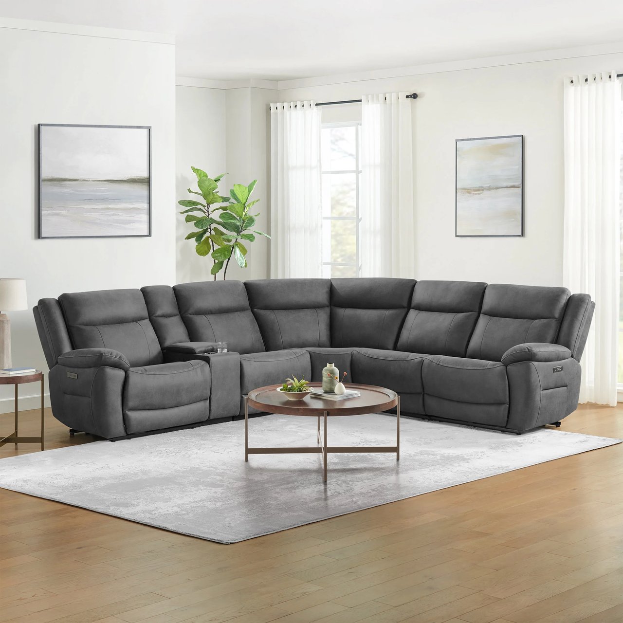 Grey 6pc Reclining Sectional