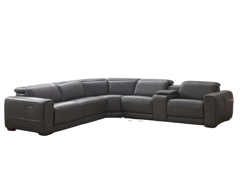 Aiden & Ivy 6-Piece Power Reclining Leather Sectional with Storage Console