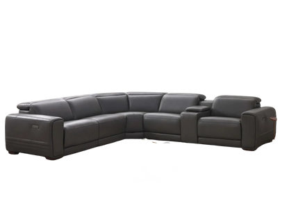 Aiden & Ivy 6-Piece Power Reclining Leather Sectional with Storage Console