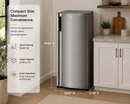 LG Platinum Silver Mini Fridge with Freezer Drawer – 5.79 Cu. Ft.