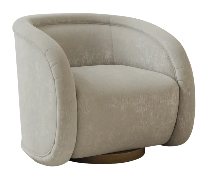 Henredon Contemporary Swivel Barrel Chair – Taupe