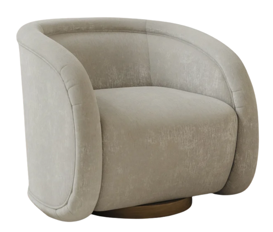 Henredon Contemporary Swivel Barrel Chair – Taupe