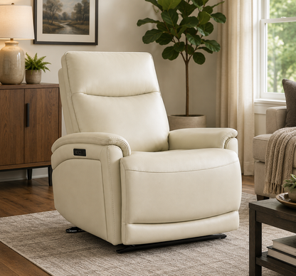 Gilman Creek Power Recliner with Cloudzero® Recline – Cream Top-Grain Leather