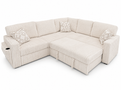Oversized Corduroy Modular Sectional with Pull-Out Loungers
