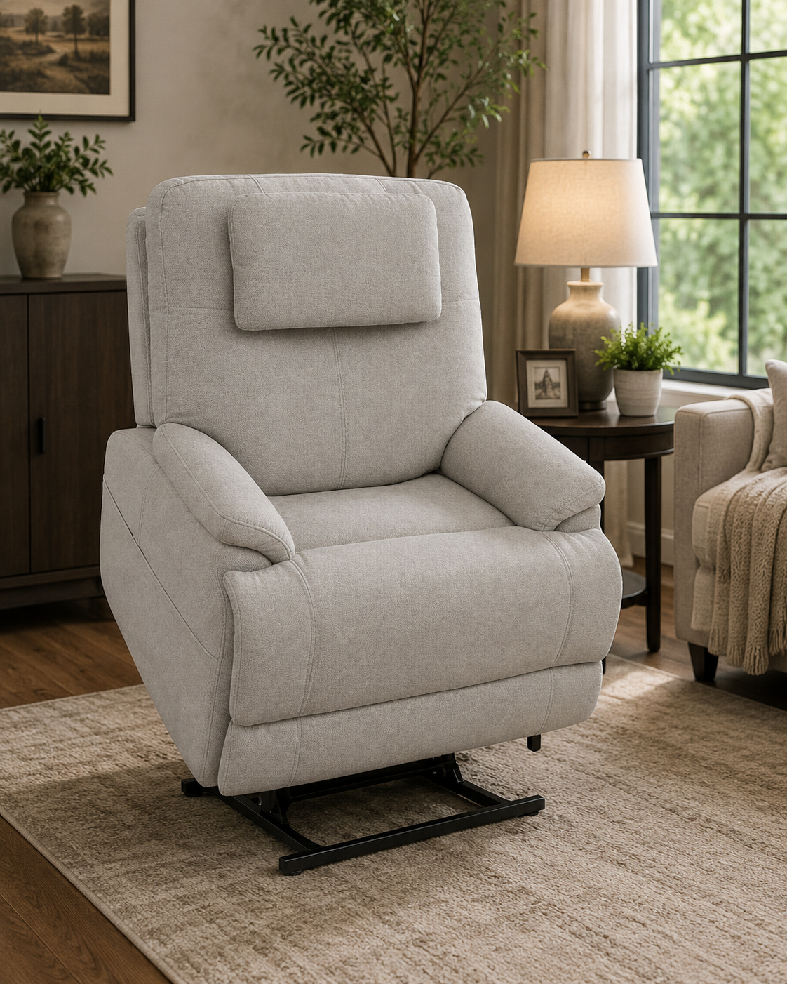Flexsteel Model 1 Power Lift Sleep Chair – Light Gray