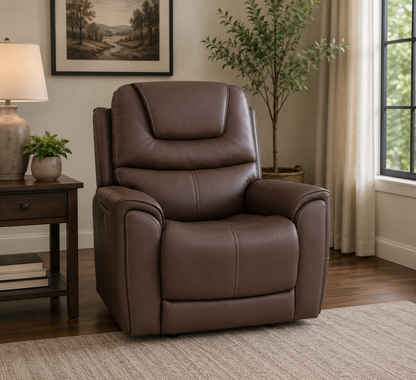 Moto Motion Zero Gravity Power Recliner – Brown Top-Grain Leather